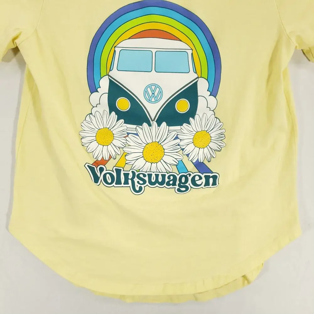 Volkswagen T Shirt Girls Large Yellow Daisy Volkswagen Bus Rainbow Official‎ Tee